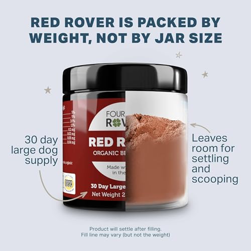 Four Leaf Rover Red Rover - Dog Urinary Tract Supplement - with Vitamins from Organic Berries and Apple - Good Source of Polyphenols and Antioxidants - 30 Large Dog Servings