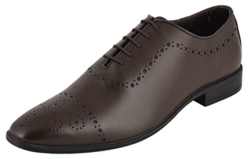 Image of Auserio Men Brown Leather Formal
