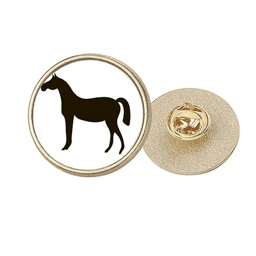 Broche ronde cheval noir en métal doré taille M pour accessoire de veste