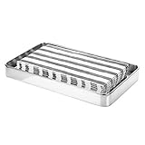 IDEALE MAßE: Mit einer kompakten Größe von 24,4 cm x 14,2 cm x 2,8 cm bietet das schicke Metalltablett viel Platz für Kosmetiktücher, Dekoartikel und Kleinteile aller Art.