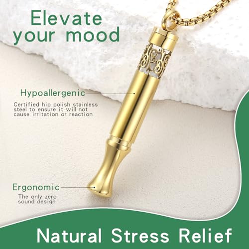 Quit Smoking Aid Necklace Stainless Steel Aromatherapy Diffuser (Gold) - image 3