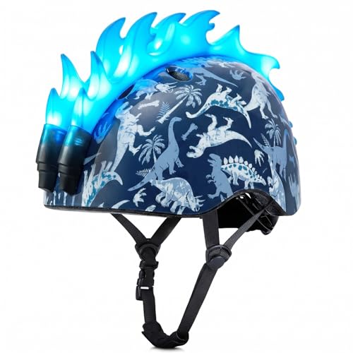 Image of Toddler Bike Helmet with LED Lights, Kids Helmet for Boys 2-6 Years, Adjustable Kids Bike Helmets Toddler Helmets for Bicycle Skateboard Scooter