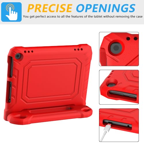 Image of DJ&RPPQ 8in Tablet Case for Kids, Shockproof Kid-Proof Cover for 8 inch Tablet-Red