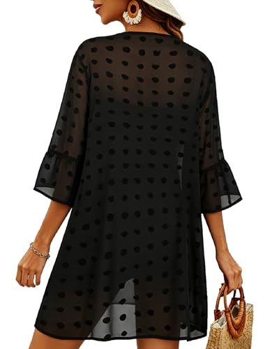 Image of Womens Kimono for Summer Puff Sleeve Cardigan Casual Loose Fit Beach Cover Ups Resorts Swimwear 2026