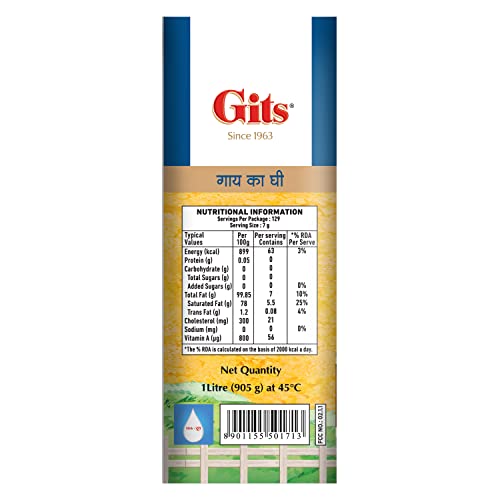 Image of Gits Cow Ghee 200 ml Carton | Pack of 2 | Aroma in every drop |Pure Veg, Pure Cow Ghee, Desi Ghee, No preservatives | Rich Taste & Aroma | Good source of Vitamin A, Delicious, Healthy & Nutritious | Good for Digestion, Heart, Skin and Hair | Homemade taste