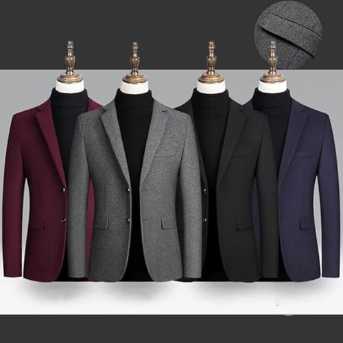 Mens Wool Blend Sports Coat Solid Casual Regular Fit Blazer for Business2