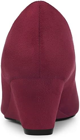 Allegra K Women's Pointy Toe Slip on Wedge Heel Burgundy Pumps 8 M US | Image 2