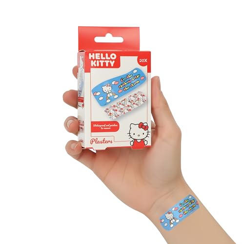 Hello Kitty® Tiritas para Niños | con Motivos | Impermeables y Suaves con la Piel sin Látex | Kit de Primeros Auxilios para Pequeñas Heridas | 20 Piezas 19×56mm y 19x72mm