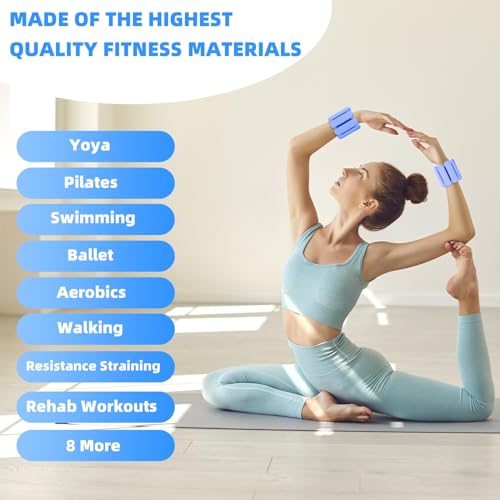 Image of Adjustable Ankle Weights for Women Men,Wrist Weights set for Walking Running,1 Pair (1Lbs Each) Silicone Workout Weights for gym fitness, Jogging,yoga,pilates,strength training,physical therapy