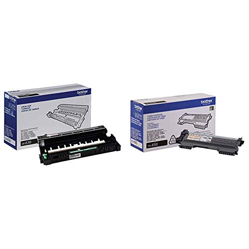 Brother Genuine Drum DR630, Page Yields Approximately 12,000 Pages & Genuine High Yield Toner Cartridge, TN450, Replacement Black Toner, Page Yield Up to 2,600 Pages