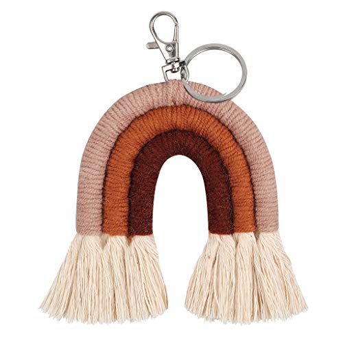 Wanfor Schlüsselanhänger, gewebter Regenbogen-Schlüsselanhänger für Frauen, Boho, handgefertigt, Makramee-Anhänger, Auto-Schmuck, Geschenke, Schlüssel37, 1 Cover