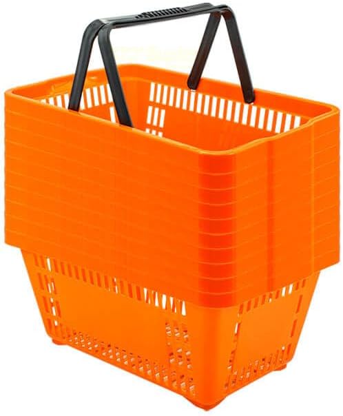 10 Cesta De Compra 16L Reforçada Supermercado Loja (Laranja)