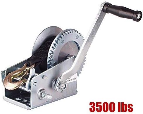 Notika 3500 lbs Hand Winch Crank Polyester Webb Strap Gear Winch ATV Boat Trailer