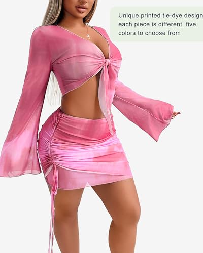 Image of Two Piece Skirt Set Shirt and Skirt Set for Women Going Out Sets Club Outfits Cute 2 Piece Sets Sexy Rave Mini Skirt