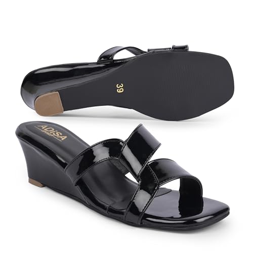 Image of Women Girls Comfortable Slip-On Glossy Sandals - Stylish All Day Comfort Ladies Footwear for Daily Wear