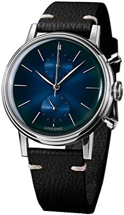 Undone "Urban Mystique Mercury Hybrid Chronograph Quartz Mechanical Stainless Steel Blue Leather Black Men's Watch