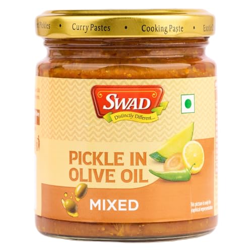 Image of SWAD Mixed Pickle in Olive Oil 200g | Spicy Mixed Achar with Made with Premium Olive Oil | Made with Fresh Mango, Carrot, Lime, Green Chilli, & Traditional Spices