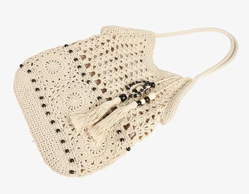 Crochet Hobo Bag for Women Boho Woven Beach Tote Handbags Bohemian Shoulder Purse with Tassels Summer Vacation 20252
