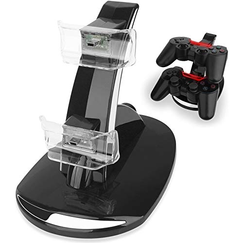PS3 - Estación de acoplamiento para controlador PS3, base de carga para Playstation 3, soporte doble USB, con indicador LED