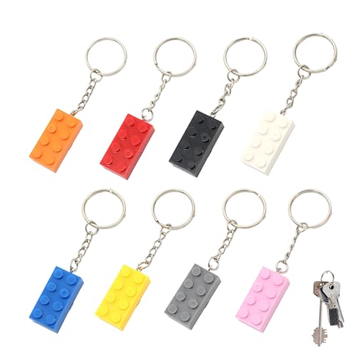 8 stuks bouwstenen sleutelhangers compatibel, bouwstenen hangerset, verjaardag cadeautje kinderen sleutelhanger, sleutelhanger van kunststof voor kinderen, volwassenen, feestcadeaus & sleutelbord