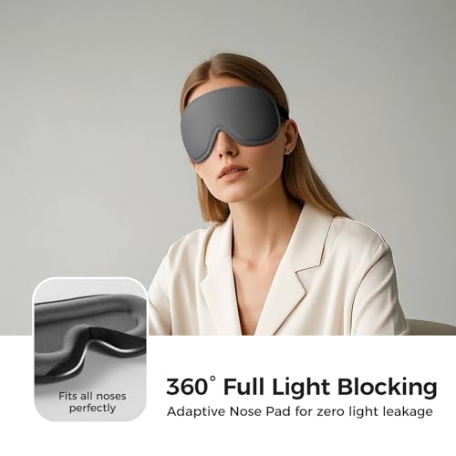 pack all Light Blocking Sleep Mask for Men and Women, 3D Eye Mask for Pressure-Free Sleep, Soft Sleeping Eye Cover with Adjustable Elastic Strap, Grey - Image 4