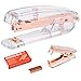 Produktbild YOTINO Office Hefter Small Transparenter Federbetriebener Desktop-Hefter mit 1000 Heftklammern-Roségold+Klammerentferner Klare Acryl Staple Remover für Mädchen Frauen Office School Desk Zubehör