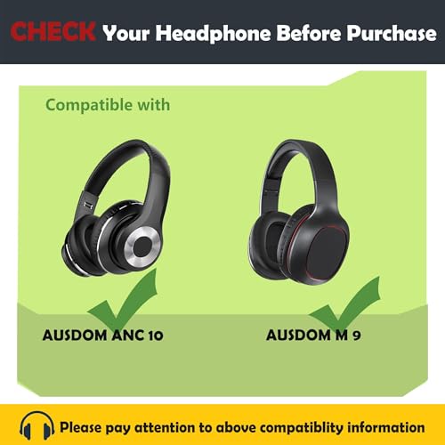 Almohadillas para auriculares M09, repuesto para AUSDOM ANC 10 y AUSDOM M09, con cuero proteico y espuma viscoelástica miniatura 2
