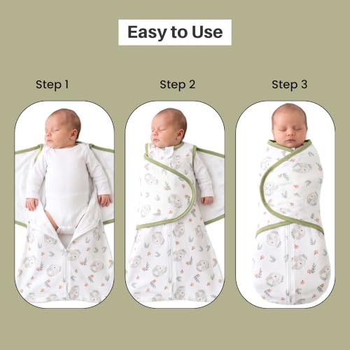 Image of Organic swaddle sleep sack 3-6 months, Easy Zipper Swaddle, Breathable 100% Cotton, 3-Way transitional sleep sack