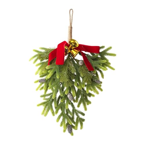 Guirnalda Artificial Decorativa - Decoración De Navidad En Forma De Lágrima, Corona De Navidad Para Colgar | Coronas De Navidad Con Nudo, Piñón, Campana, Decoración Para Escalera Interior