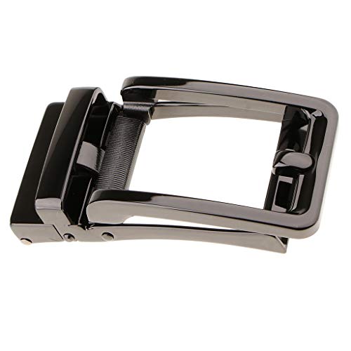 Bhuuno メンズ自動オートロックバックル交換用PUレザーベルト - ダークグレーブラック