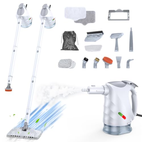 Image of Steam Cleaner for Home, Steam Mop with Detachable Steamer, 320ml Water Tank, 10s Fast Heating, 10-in-1 Handheld Steamer for Cleaning Kitchen, Floor, Tiles, Window, BBQ Grill, Car