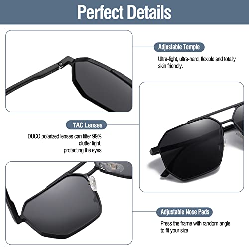 Image of DUCO Polarized Sunglasses Men Women Retro Classic Square Sun Glasses Oversized Vintage Metal Frame Trendy Shades DC3033