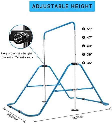 Gymnastics Bars for Kids, Expandable Horizontal Bar Adjustable Height Folding Training Monkey Kip Bars, Junior Training Bar Gymnastics Equipment for Home Gym 2 41DZUILqlgL. AC