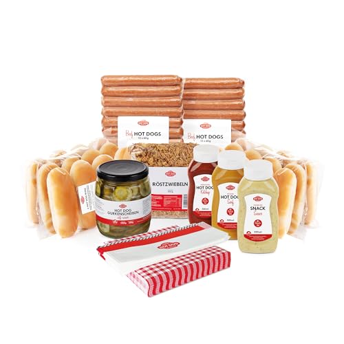 HOT DOG WORLD - Hotdog-Partypaket dänische Art für 24 Hot Dogs (Strohschwein)