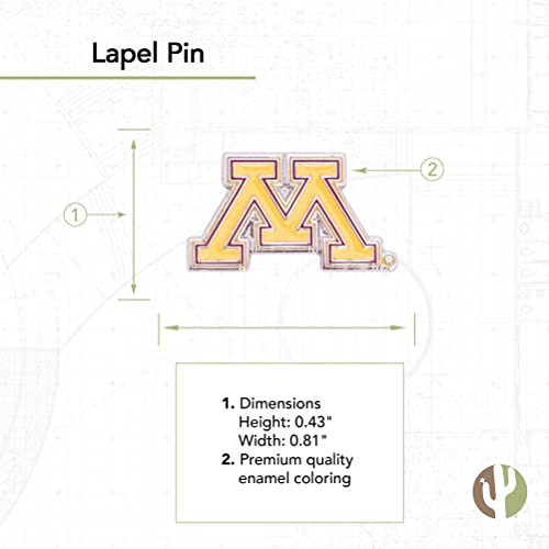 Image of Desert Cactus University of Minnesota Lapel Pin MINN Golden Gophers Made of Metal for Formal Wear, Bag and Hat Jewelry, and Tie Tack (Pin 2)