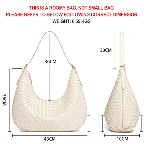Image of Shoulder Handbags Shoulder Bag for Women Totes Woven Vegan Leather Bag Hand Bag Working Lightweight Bags With Zipper