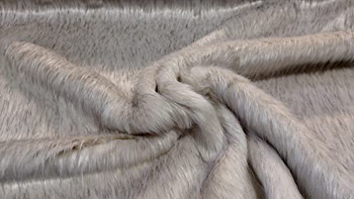 Tissu fausse fourrure de loup crème au mètre pour plaid haute couture