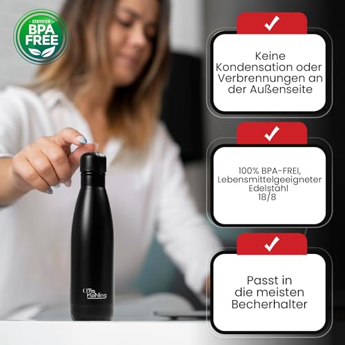 OTTO KONING Trinkflasche Edelstahl 500ml Thermo Isoliert Auslaufsicher – Ansicht 5