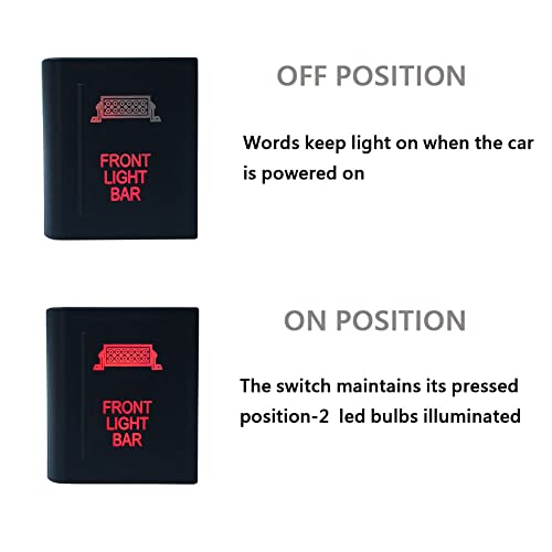 Image of Red Led Car Push Button Switch with Wires for VW Volkswagen Amarok 3Amp 12V (Front Light BAR-Left Side)