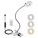 Wilktop Lampada a morsetto LED, flessibile a 360°, a collo di cigno con 3 modalità e 10 livelli di intensità regolabile, luce flessibile per testiera del letto, 12 W, con adattatore CE, argento