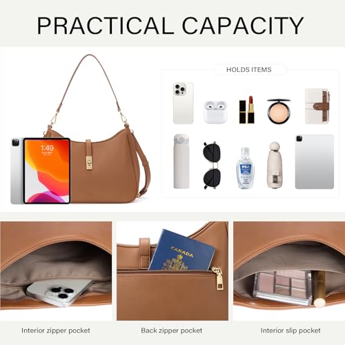 Image of CLUCI Hobo Bags for Women, Vegan Leather Tote Handbag, Water Repellent Shoulder Purses, Crossbody Bag with Adjustable Strap