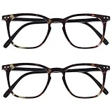 Opulize Bex 2 Pack Mens Reading Glasses Large Designer Style Matt Brown Tortoiseshell RR64-2 +2.50