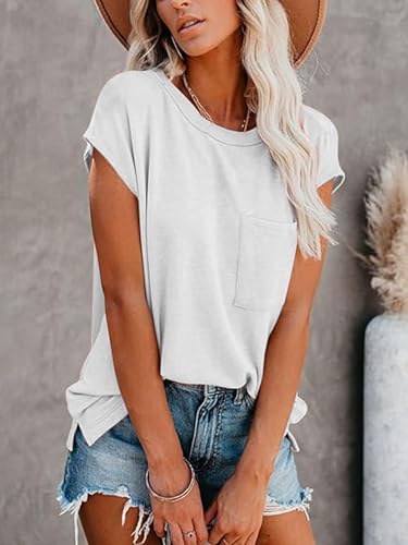 CNFUFEN Short/Long Sleeve T Shirts for Women Fashion Casual Summer Lightweight Solid Trendy Tops 5