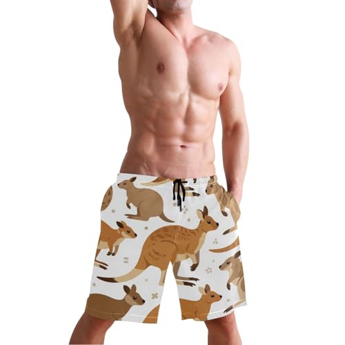 Men's Swim Trunks Quick Dry Swimming Shorts with Pocket Kangaroo Pattern Print on Fabric Swimsuit Trunks4