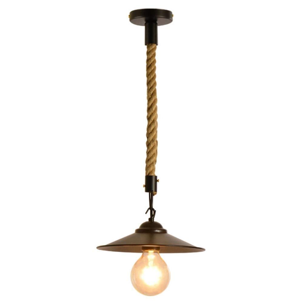 Suspension corde chanvre E27 lustre fer art vintage haut de gamme