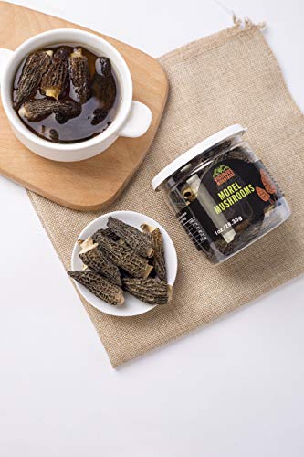 Vigorous Mountains Wild Dried Morel Mushrooms 1 Ounce Morchella Conica 2-4cm Size 1 Oz Sealed Jar Premium Grade AAA