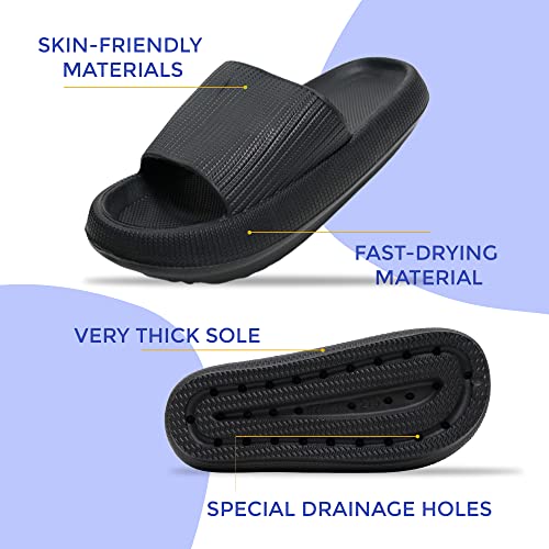 Image of Cloud Slides For Women And Men - Comfy Non Slip Indoors Slippers For Shower Spa Pool College Outdoors Slides - Soft And Cozy Open Toe House Sandals Thick Soles