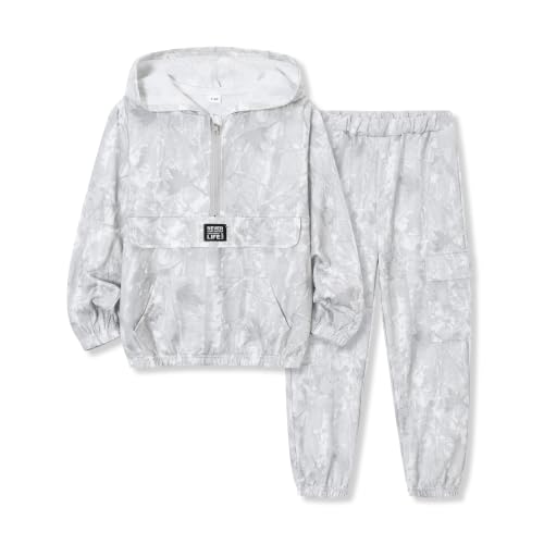 Image of Azmxynol Boys Clothes Kids Little Boy Color Block Half Zip Hoodie & Jogger Pants 2 Piece Outfit Set,4-12 Years