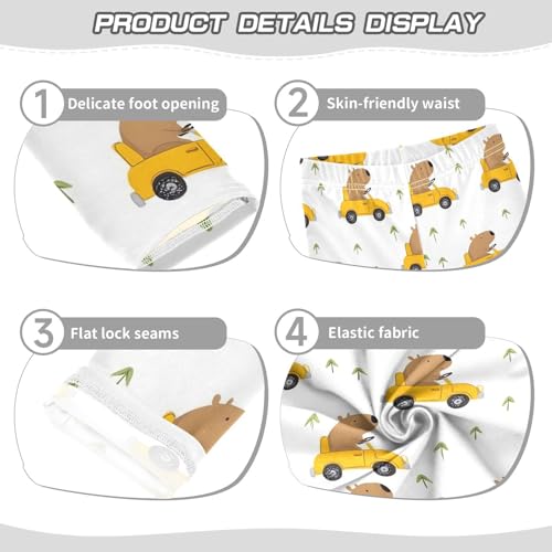 ALAZA Girls' Leggings Children's Yoga Pants Skinny Printed Dance Capybara Car Cute Comfortable 4T2