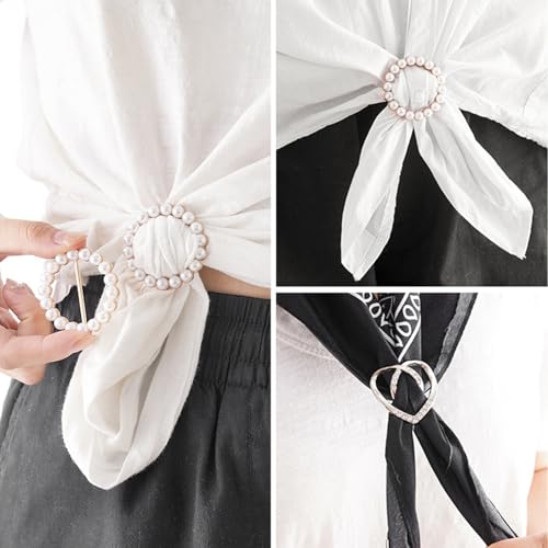 Image of 4PCS Scarf Ring Clip and Shirt Tie Rings - Waist Cinch Clips for Women's Clothing and Dresses